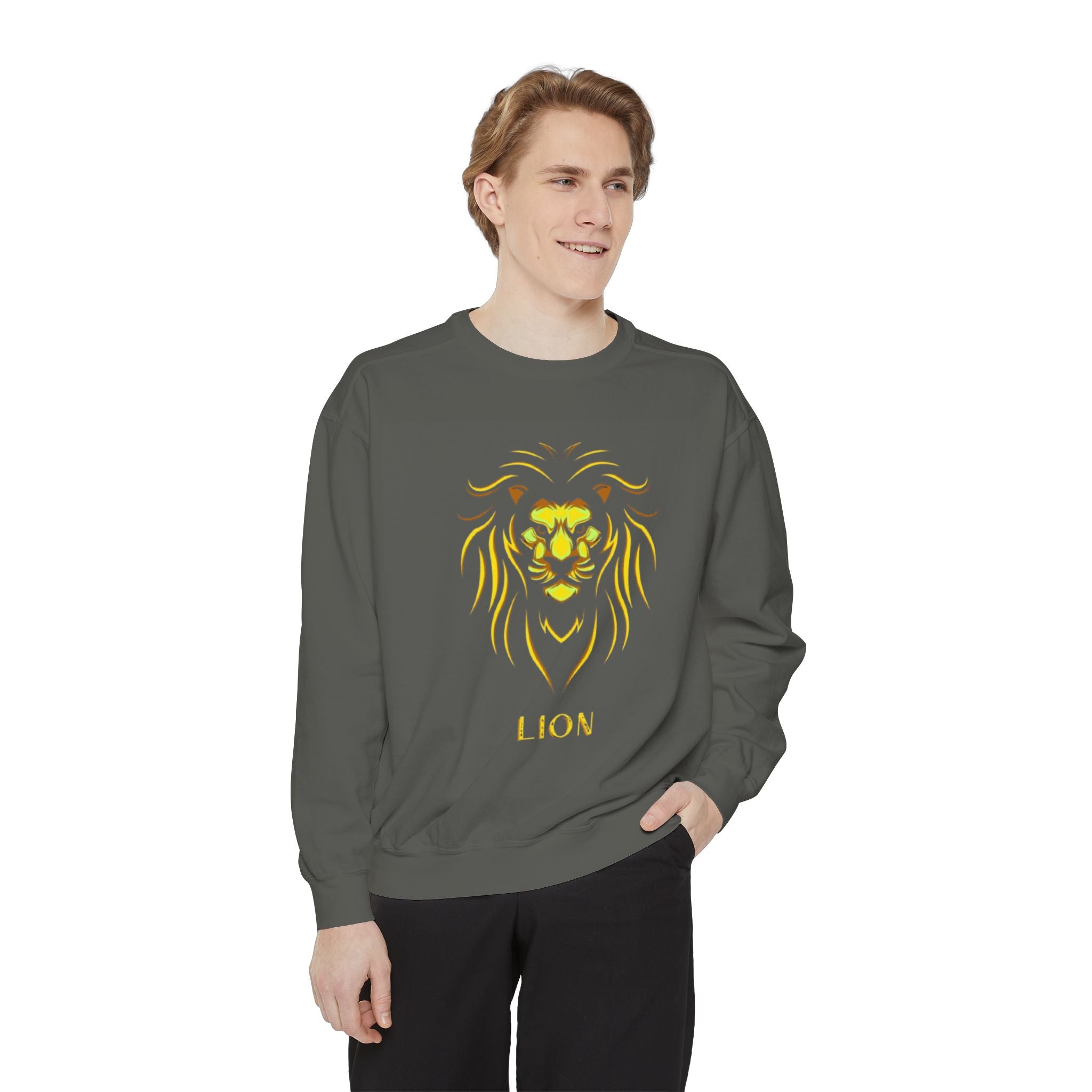 Lion, Unisex Garment-Dyed Sweatshirt