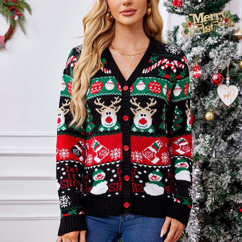 Women's Loose Knitted Christmas Cardigan Sweater