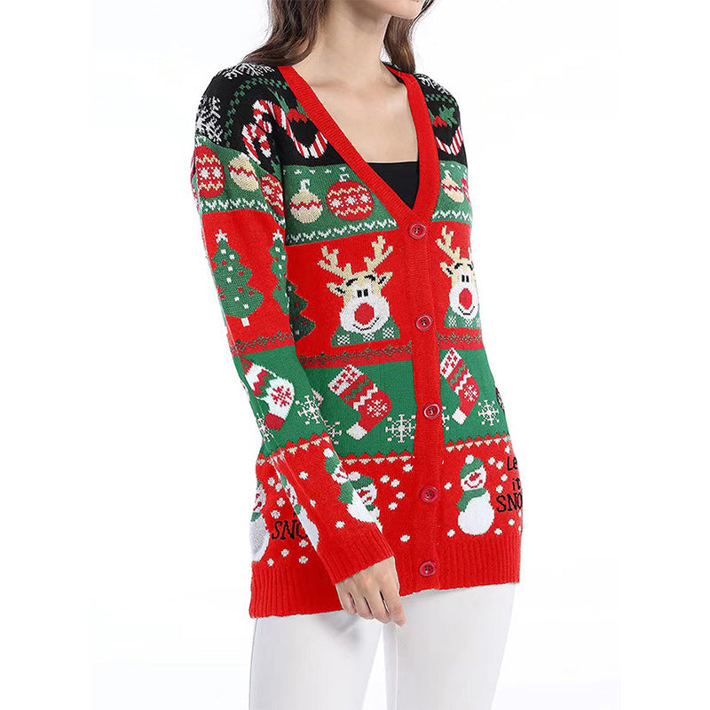 Women's Loose Knitted Christmas Cardigan Sweater