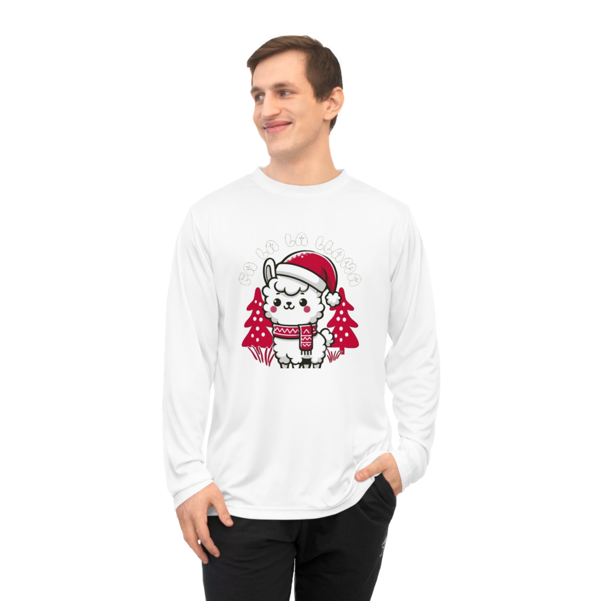 Christmas Llama Performance Long Sleeve Shirt