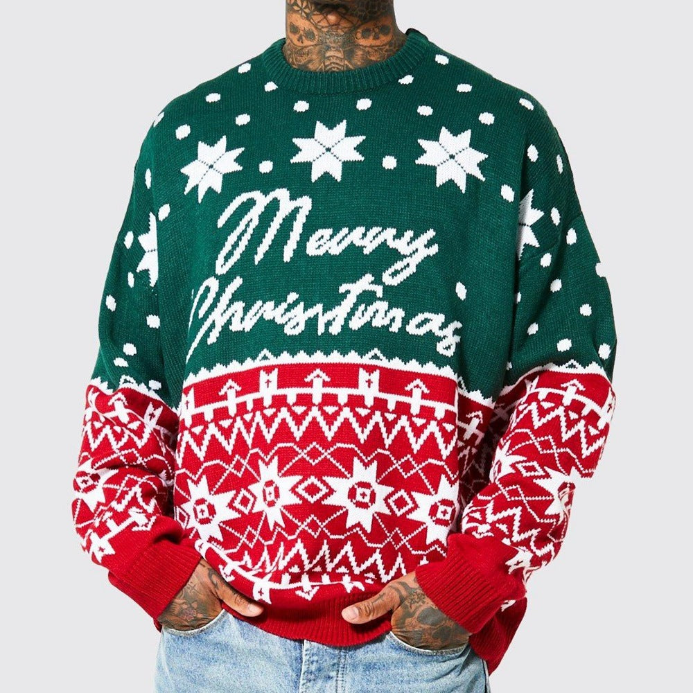 Men's Knitted Loose Christmas Pullover Sweater